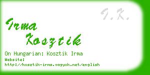 irma kosztik business card